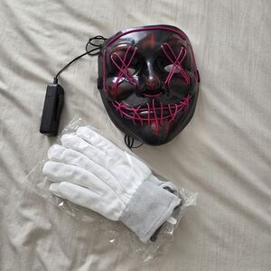 Purge Light Up Mask Black and Purple With Gloves OS Unisex